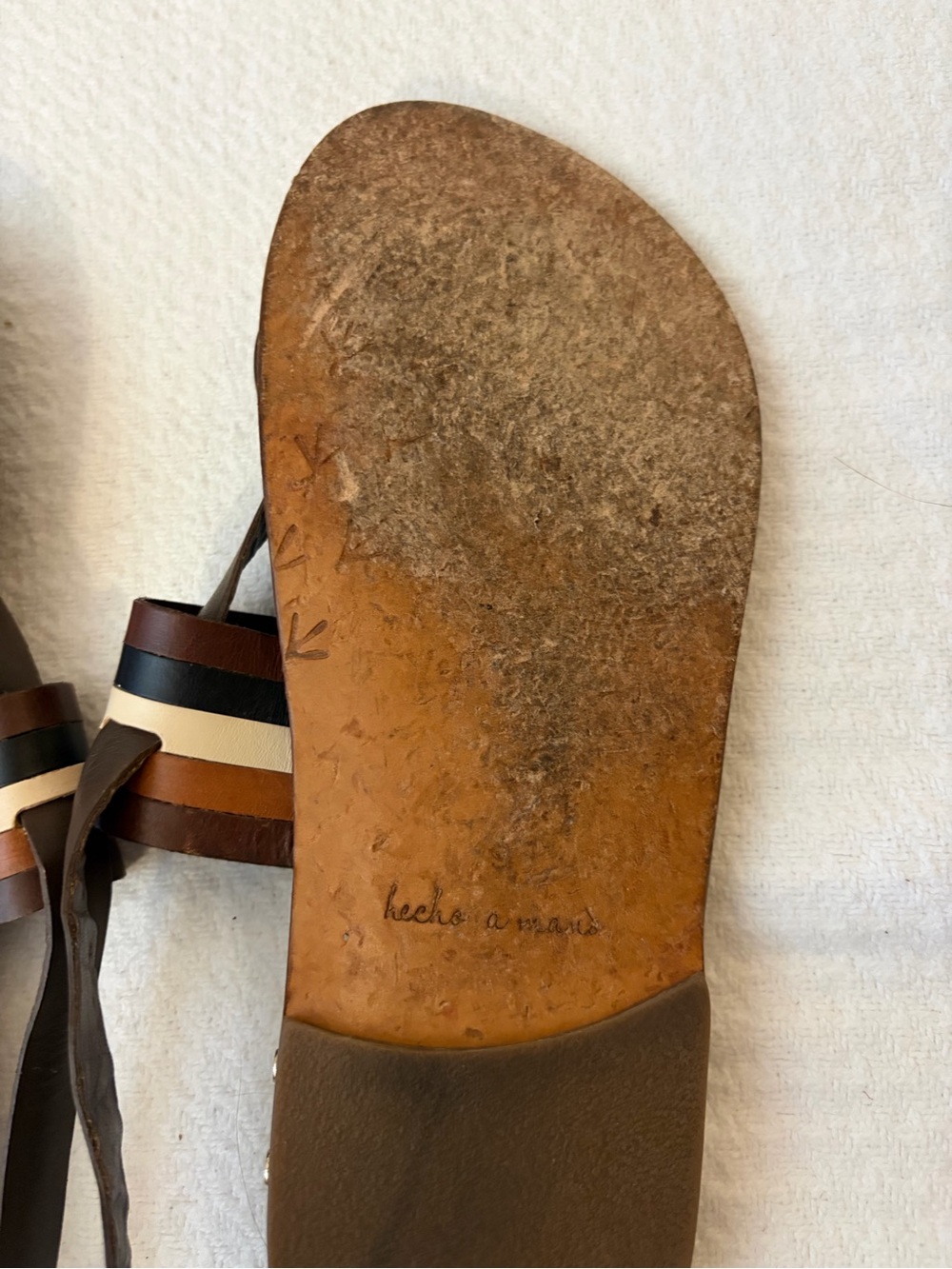 beek Sunbeam Stripe Euro-Summer Handmade Brown Leather Strappy Sandals Size 9 - Picture 9 of 13